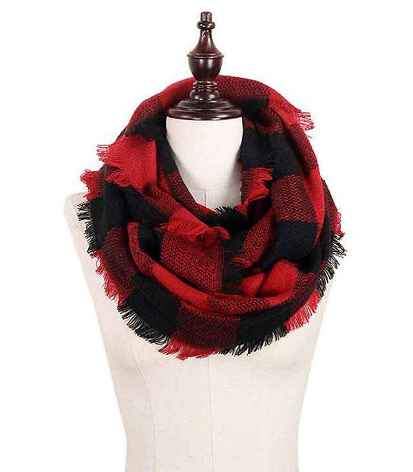Red And Black Buffalo Plaid Infinity Scarf