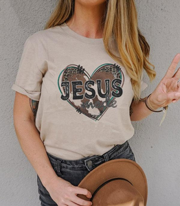 Jesus Made Leoard Heart Women's T-Shirt