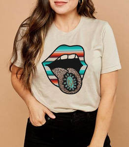 Serape Turquoise Lips Women's T-Shirt