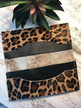 Hair-on-hide Leather Wallet-Leopard w/ Turquoise Slab